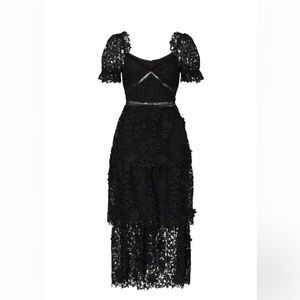 Self Portrait Dress • Black 3D Lace Tier Dress